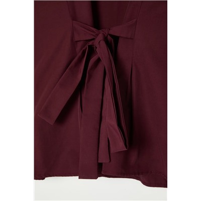 Bordo Bağlama Detaylı Dokuma Bluz TBBSS22BZ1316