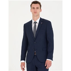 Lacivert Ekstra Slim Fit Çizgili Takım Elbise
