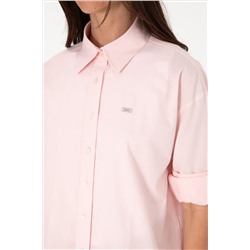 Kadın Açık Pembe Uzun Kollu Tunik Gömlek