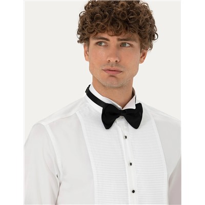 Beyaz Slim Fit Smokin Gömlek
