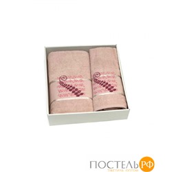 Набор полотенец Карвен "KIVRIMLI YAPRAK"махра 50*90/70*140 HS 1622 v3 пудра