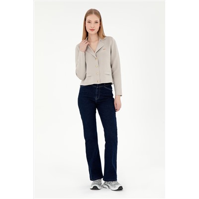 Kadın Mavi Slim Flare Fit Jean Pantolon