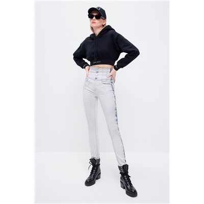 Vaquero skinny fit de tiro alto Gris claro