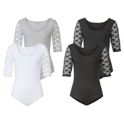 ESMARA® Bodies Damen, 2 Stück, mit Rundhalsausschnitt
