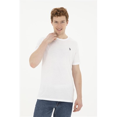 Erkek Regular Fit Bisiklet Yaka Beyaz Basic Tişört