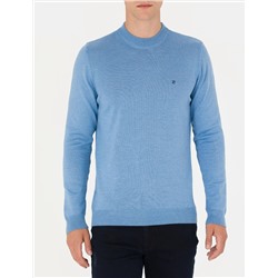 Mavi Melanj Slim Fit Çeyrek Yaka Basic Triko Kazak