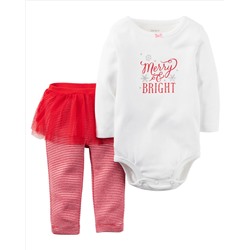 2-Piece Christmas Bodysuit & Tutu Pant Set