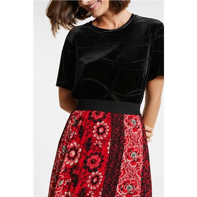 Falda evasé plisada estampada