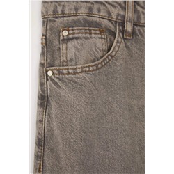 Gri Yüksek Bel Geniş Paça Denim Büyük Beden Jeans TBBSS24CJ00028