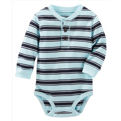 Striped Thermal Henley Bodysuit