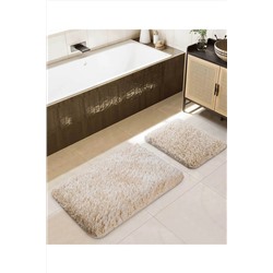 Koza Home Douro Shaggy 2li Banyo Paspası Bej Kaydırmaz Taban 60 X 100 - 50 X 60 KH-6906