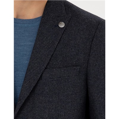 Lacivert Slim Fit Yün Karışımlı Ceket