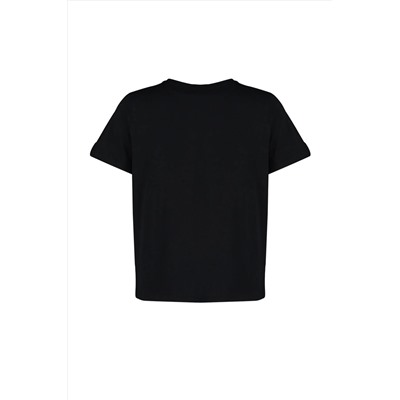 Siyah Regular Fit Basic Bisiklet Yaka %100 Pamuk Örme Büyük Beden T-Shirt TBBSS22TS0733