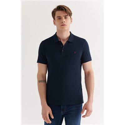 Lacivert %100 Pamuk Serin Tutan Polo Yaka T-Shirt