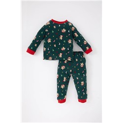Defacto Erkek Bebek Yeni Yıl Baskılı Uzun Kollu Fitilli Kaşkorse Pijama Takımı B1947A523WN