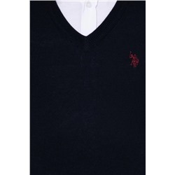 Erkek Lacivert V - Yaka Basic Triko Kazak