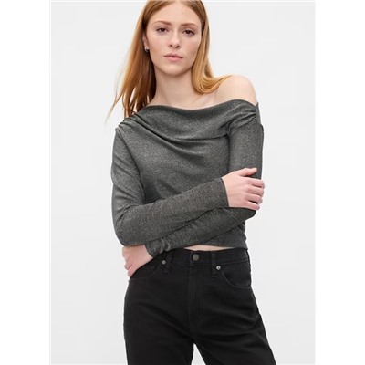 Stretch Jersey One-Shoulder Top