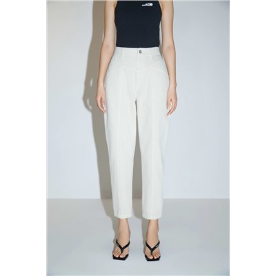 Vaquero mom fit de tiro alto Blanco