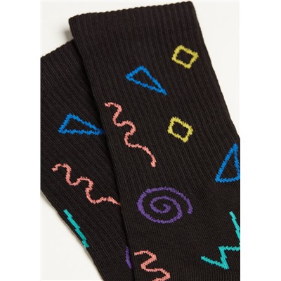 Kurze Sportsocken mit 90's-Motiv für Herren