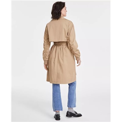 KARL LAGERFELD PARIS Women's Ruched-Sleeve Trench Coat