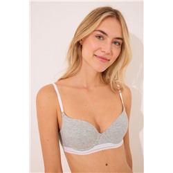 GORGEOUS Sujetador push up algodón relleno aro gris