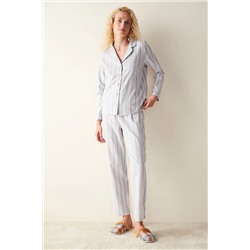 Penti Early Night Çizgili Gömlek Pantolon Pijama Takımı PNF2PKKM23SK-BL6