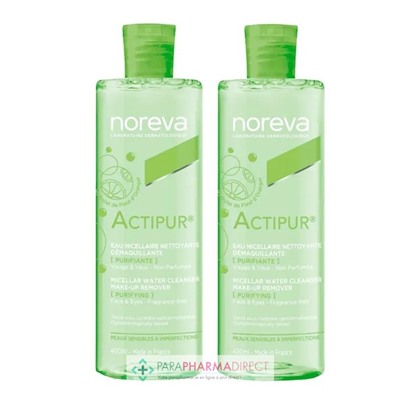 Noreva Actipur Eau Micellaire Nettoyante / Démaquillante / Purifiante - LOT de 2x400 mlLot  × 2