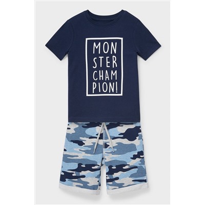 Set - Kurzarmshirt und Sweatshorts