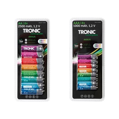 TRONIC NiMH-Akkus »Ready 2 Use Color«, 8 Stück