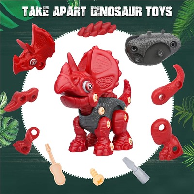 Sanlebi Take Apart Dinosaur Toys for Boys - Building Toy Set with Electric Drill Construction Engineering Play Kit STEM Learning for Kids Girls Age 3 4 5 Year Old