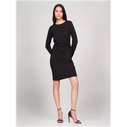 Long-Sleeve Knotted Stretch Dress