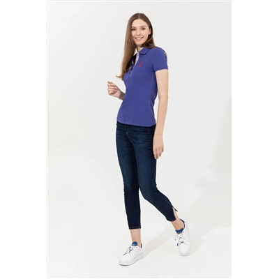 Kadın Mavi Basic Polo Yaka Tişört