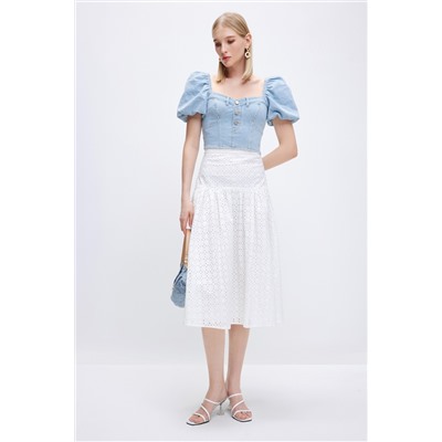 Falda midi Blanco