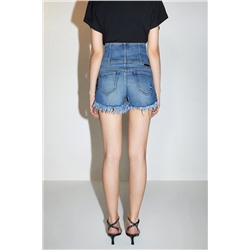 Short vaquero de tiro alto Azul