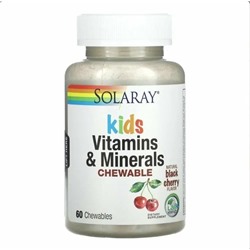 Solaray Kids Vitamins & Minerals Мультивитамины для детей, 60 таблеток вишня