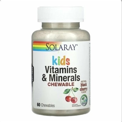 Solaray Kids Vitamins & Minerals Мультивитамины для детей, 60 таблеток вишня