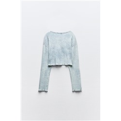 FADED-EFFECT RIB T-SHIRT
