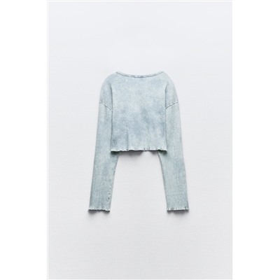 FADED-EFFECT RIB T-SHIRT