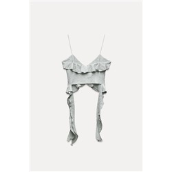 TEXTURED CROP TOP WITH RUFFLES