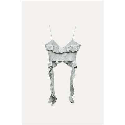 TEXTURED CROP TOP WITH RUFFLES