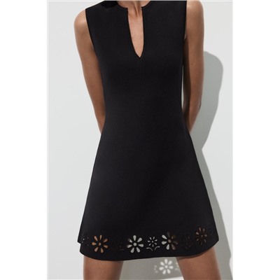 CUTWORK EMBROIDERY KNIT DRESS
