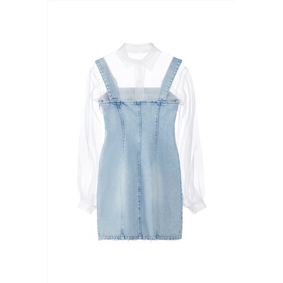 Vestido efecto doble prenda Azul y blanco