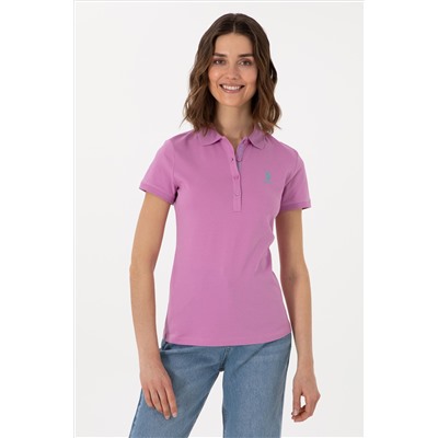 Kadın Fuşya Basic Polo Yaka Tişört