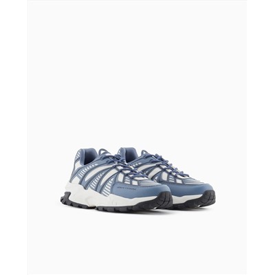 Sneakers with optical effect design and maxi sole