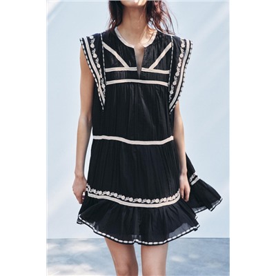 ZW COLLECTION CONTRAST EMBROIDERY DRESS