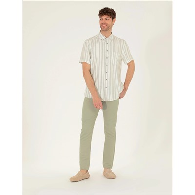 Açık Yeşil Slim Fit Kanvas Pantolon