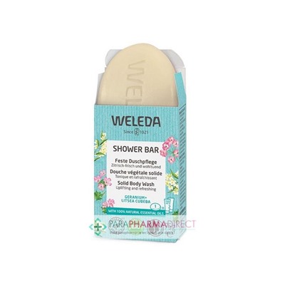 Weleda Shower Bar Douche Végétale Solide Géranium & Litsea Cubeba Bio 75g
