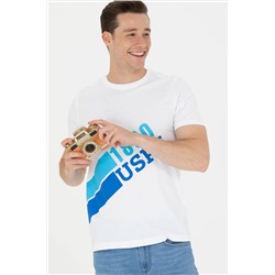Erkek Beyaz Bisiklet Yaka Tişört
