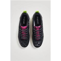 Sneakers piel sintética camuflaje glitter