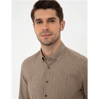 Açık Kahverengi Regular Fit Uzun Kollu Gömlek